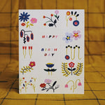Grid Flower Doodles Birthday Card