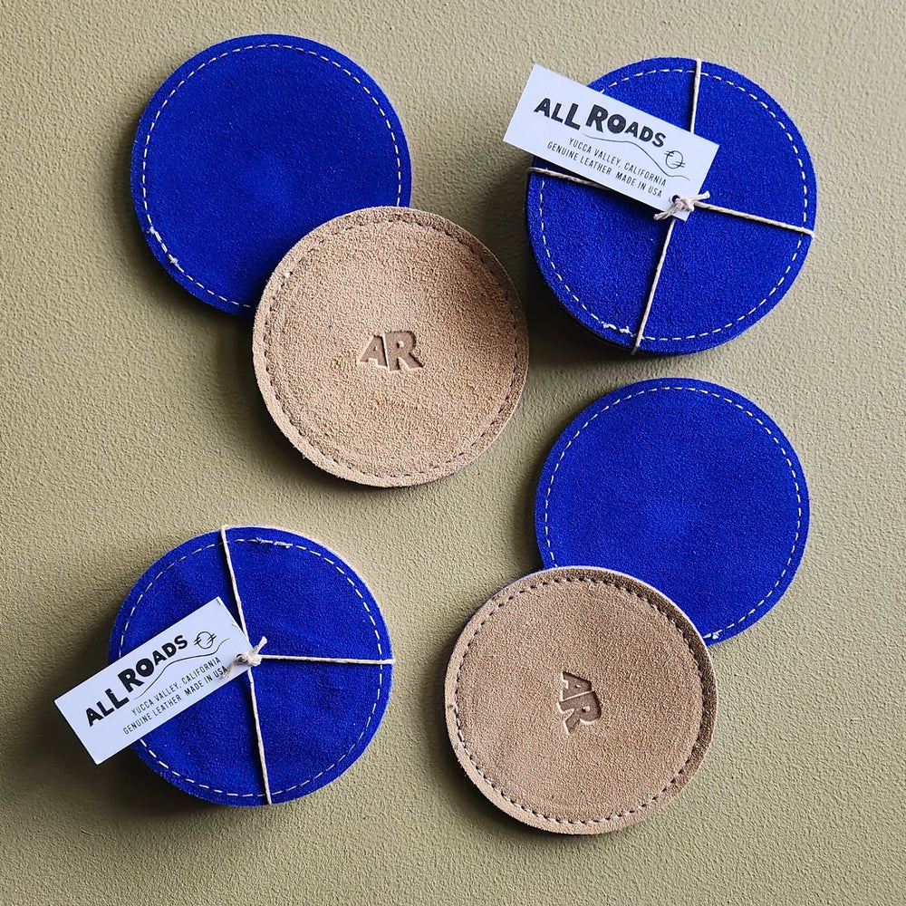 Suede Coasters Set - Cobalt