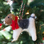 Dog with Red Scarf Tufted Wool Ornament