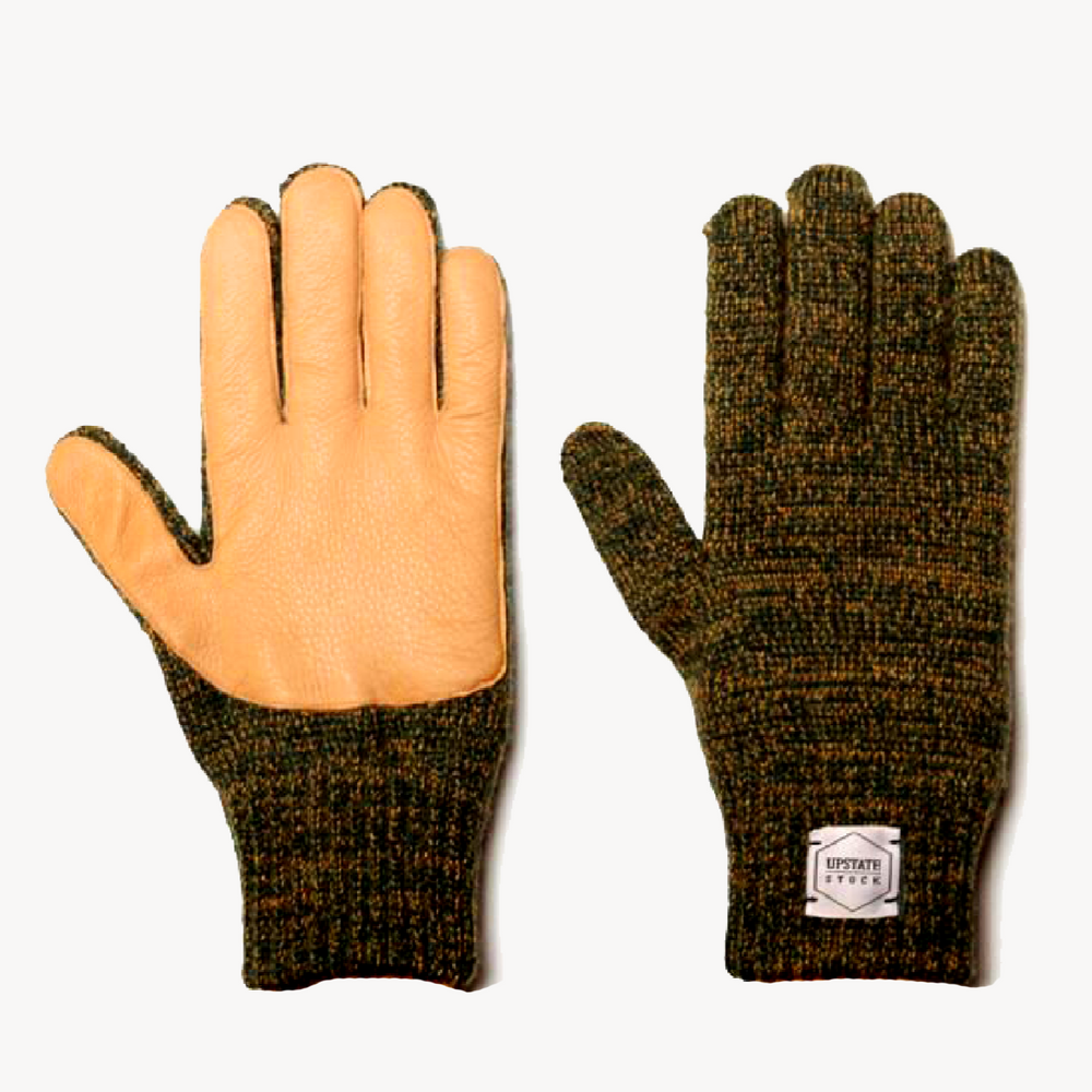 Ragg Wool Full Finger Gloves with Leather Palm